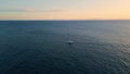 Luxury schooner sailing ocean at serene day. White yacht swimming at marine bay Royalty Free Stock Photo