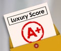 Luxury Score A Plus Report Card Grade Wealth Rich Living Condition