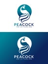 Luxury sea blue and white Peacock in circle logo sign vector design