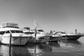 Luxury sea boats docked in yacht berth in South Beach, USA Royalty Free Stock Photo