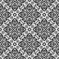 Vector vintage seamless black and white floral pattern. Royalty Free Stock Photo