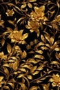 Luxury Seamless Floral Pattern on Black with Golden Flowers