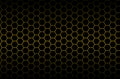 Luxury seamless geometric pattern. Grid hexagonal texture Dark vector background with golden honeycomb honey for design banner or Royalty Free Stock Photo