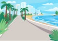 Luxury seaside resort street flat color vector illustration Royalty Free Stock Photo