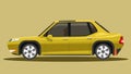 Beside luxury of sedarn car yellow color. Royalty Free Stock Photo