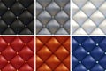 Luxury set of black, white, gray, brown, red, blue patterns of vintage furniture upholstery with different buttons. Seamless