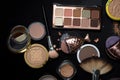 Luxury Set of cosmetics with powder, bronzer, eyeshadows, makeu Royalty Free Stock Photo