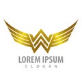 Luxury shiny wing letter WW concept design. Symbol graphic template element vector Royalty Free Stock Photo