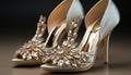 Luxury shoe collection elegant, shiny, glamorous, high heels, gold generated by AI