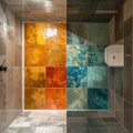 Luxury Shower Design with Vibrant Tile Wall Royalty Free Stock Photo