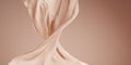 Luxury silk fabric floating in empty studio space. Pastel satin cloth wave on pink background. Beauty, fashion and cosmetic