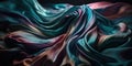 Luxury Silk Fabric Wallpaper with Wrinkles and Folds. Digital Iridescent and Wavy Material Background, Liquid Foil Gradient Image Royalty Free Stock Photo