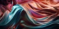 Luxury Silk Fabric Wallpaper with Wrinkles and Folds. Digital Iridescent and Wavy Material Background, Liquid Foil Gradient Image Royalty Free Stock Photo