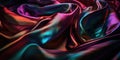 Luxury Silk Fabric Wallpaper with Wrinkles and Folds. Digital Iridescent and Wavy Material Background, Liquid Foil Gradient Image Royalty Free Stock Photo