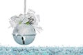 Luxury Silver jingle Bells with Snow, hanging Decoration