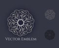 Luxury silver mandala icon logo design template