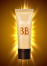 Luxury skin toner, bb cream or peeling scrub contained in tube, light background. Cosmetic and organic makeup concept.