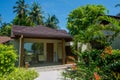 Luxury small cottage on the beach located at the tropical island Royalty Free Stock Photo