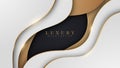 Luxury smooth golden wave background , White overlapping brown and black shades.