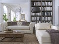 Luxury Sofa in classic living room with library