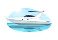 Luxury speedboat semi flat vector illustration