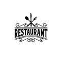 Luxury Spoon, Fork with Knife for Restaurant Bar Bistro Vintage Retro Logo design Royalty Free Stock Photo