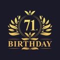 Luxury 71st Birthday Logo, 71 years celebration Royalty Free Stock Photo