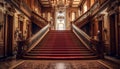 Luxury staircase, elegant architecture, modern design, majestic entrance hall, antique decoration generated by AI