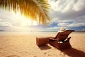 Luxury sunbeds on the beach Royalty Free Stock Photo