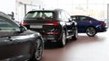 luxury SUV car showroom, cars in a row Royalty Free Stock Photo