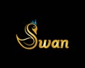 Luxury swan logo template design vector, emblem creative concept