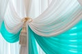 Luxury sweet white and blue curtain and tassel Royalty Free Stock Photo