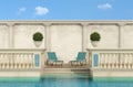 Luxury swimming pool with classic balustrade Royalty Free Stock Photo