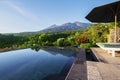 Luxury swimming pool with Rinjani mountain