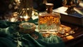 Luxury table fashion elegance antique decoration bottle gold glass old fashioned generated by AI
