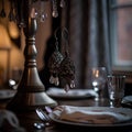 Luxury table setting in a rustic style. Selective focus.