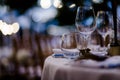 Luxury Table setting for weddings and social events. Royalty Free Stock Photo