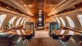Luxury Takes Flight, Elegance and Comfort of a Modern Private Jet Interior, Generative AI Royalty Free Stock Photo