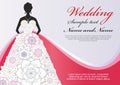 Luxury template wedding poster, greeting card. Bride in dress with white flowers. Place for your text or congratulations Royalty Free Stock Photo