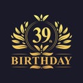 Luxury 39th Birthday Logo, 39 years celebration