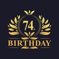 Luxury 74th Birthday Logo, 74 years celebration