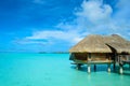 Luxury thatched roof honeymoon bungalow Royalty Free Stock Photo