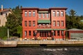 Luxury and traditional mansion red by the sea in the Bosphorus, Turkey Istanbul June 22 2019