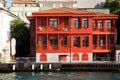 Luxury and traditional mansion red by the sea in the Bosphorus, Turkey Istanbul June 22 2019