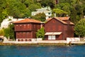 Luxury and traditional mansion red by the sea in the Bosphorus, Turkey Istanbul June 22 2019