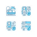 Luxury train service blue RGB color icons set