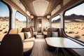 luxury train with sleek and modern design, featuring minimalist interiors and sleek furnishings