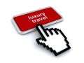 Luxury travel button on white