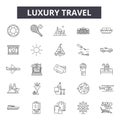 Luxury travel line icons, signs, vector set, outline illustration concept Royalty Free Stock Photo