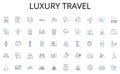 Luxury travel line icons collection. Convene, Assemble, Confabulate, Congregate, Huddle, Caucus, Symposium vector and Royalty Free Stock Photo